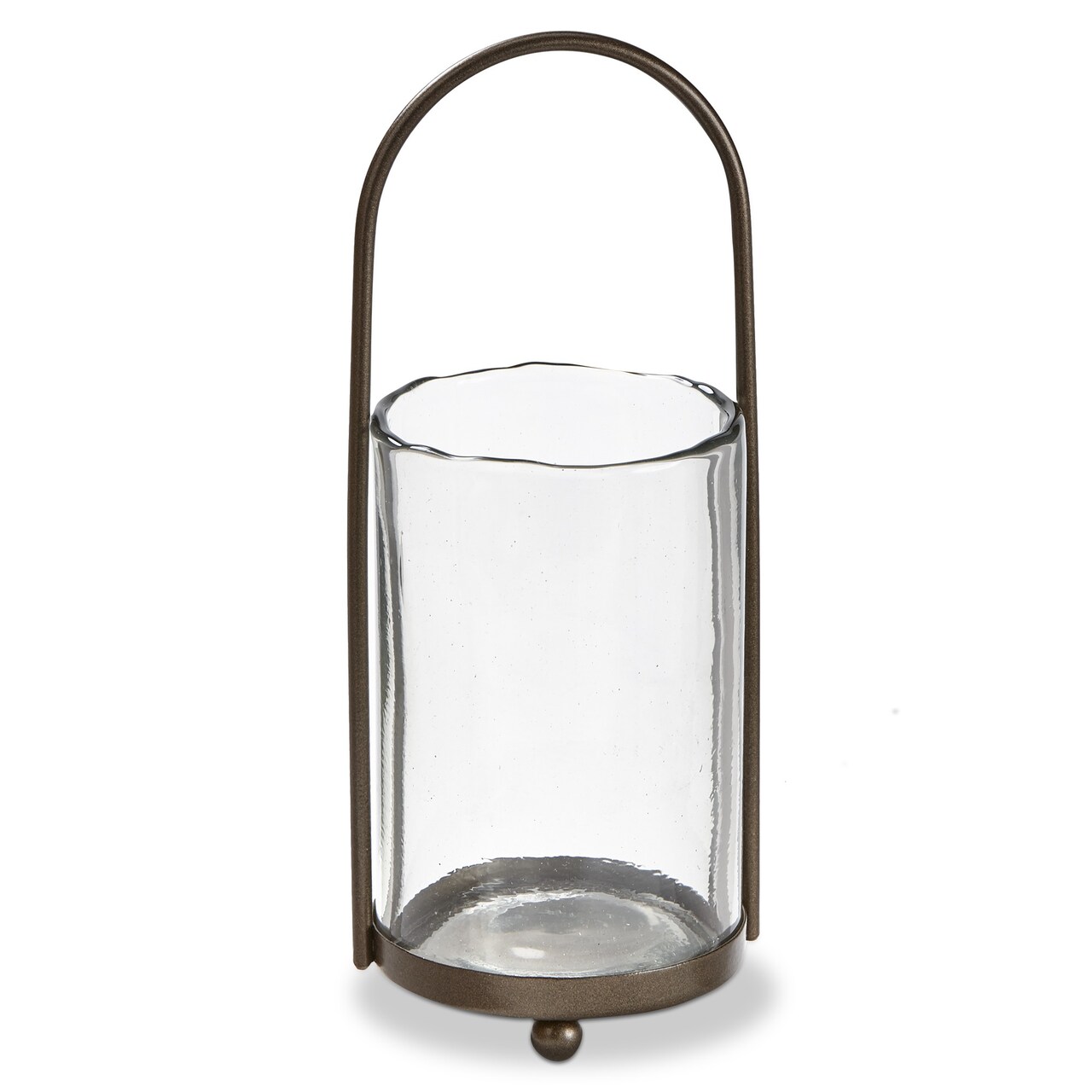 Cabo Metal And Clear Glass Hurricane PIllar Candle Holder, 3.5L x 3.5W x 9.5H inches